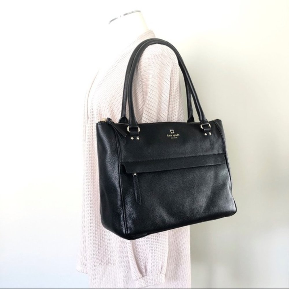 New KATE SPADE Leather Alida Grant Park Satchel Shoulder Bag Black Gold - Picture 14 of 14